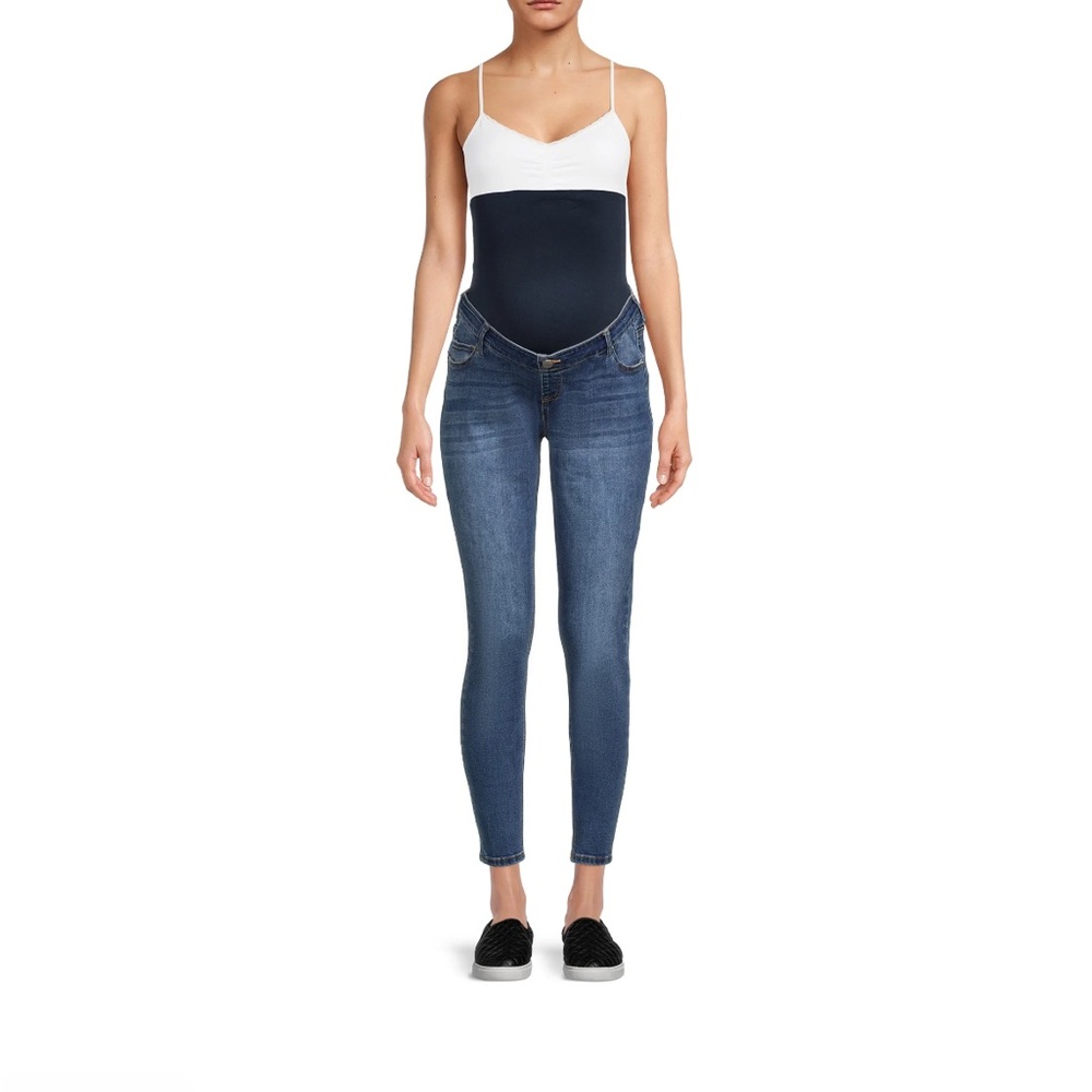 NWT Time and Tru Women's Maternity Over Belly Band Skinny Jeans Band Size large